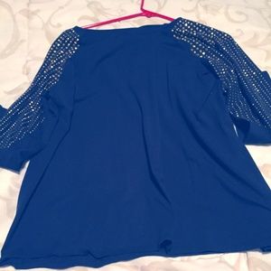 Navy blue gold beaded tunic top